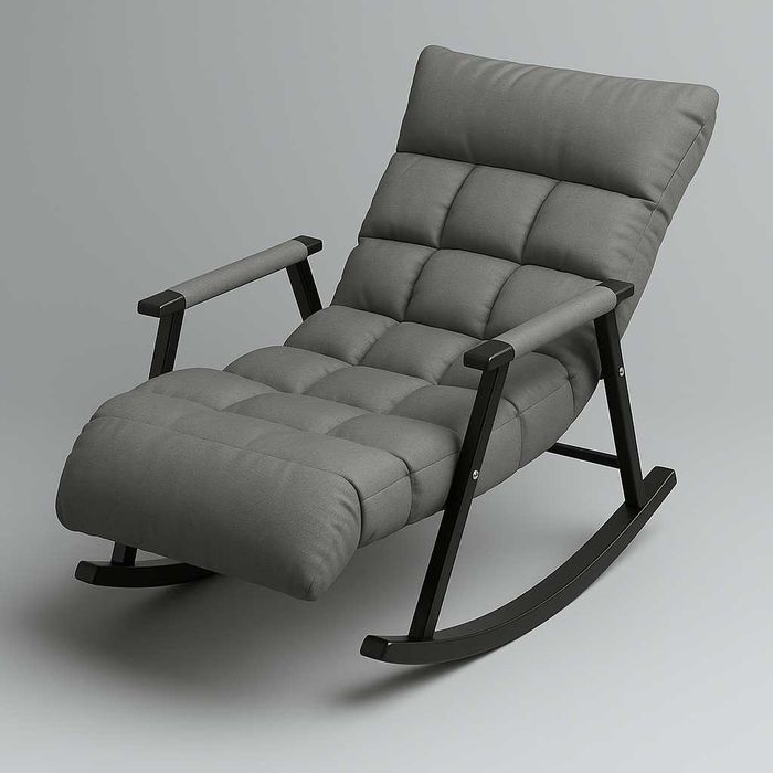 Премиальное кресло-качалка с подлокотниками, серое