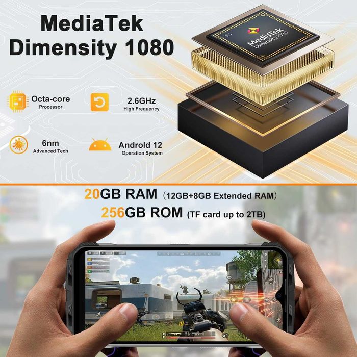 DOOGEE V MAX 5G Telefon Rezistent la caderi, 22000mAh, 20GB+256GB