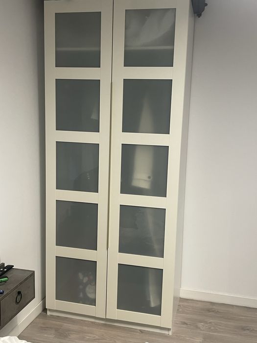 Dulap IKEA PAX 100cm, Uși sticlă mată, 236cm, Stare foarte bună