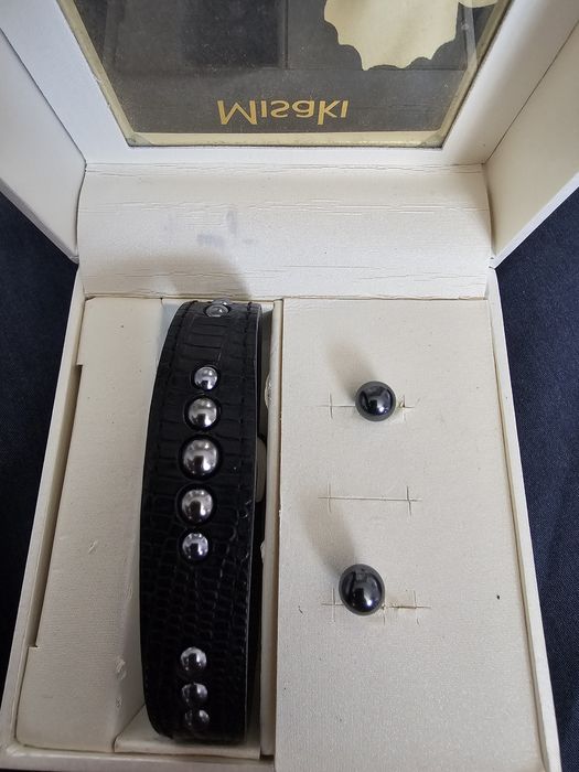 Перли Misaki - кожена гривна и обеци