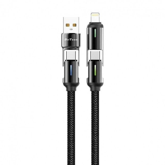 Кабел 4в1 USB към Lightning/ Type-C към Type-C - 1 метър - DeTech