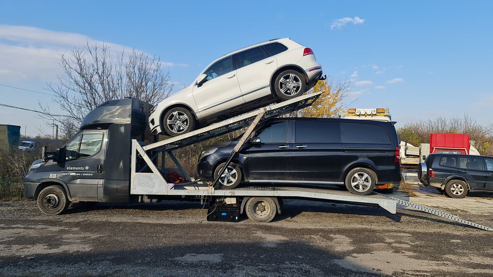 Platou cu lift transport auto trailer doua poziții