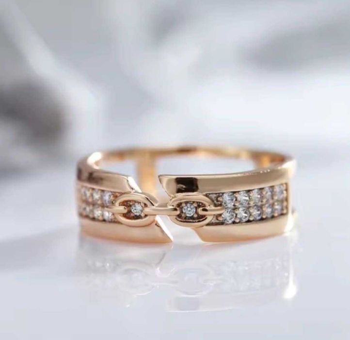 GR110,inel placat aur 14k, nou/marcat, unisex, zirconii albe