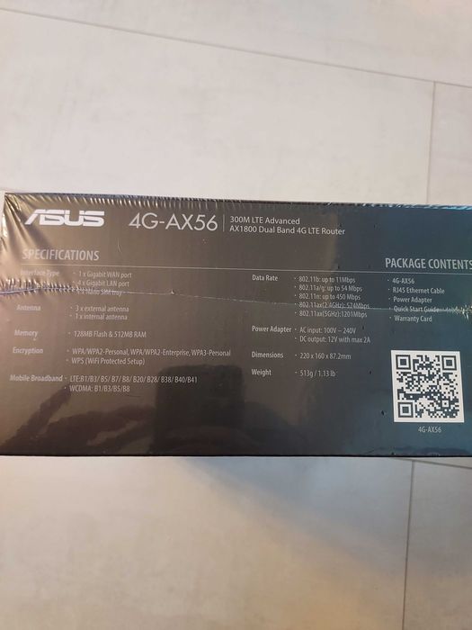 Router wireless Asus 4G-AX56 Ax1800 dual band wifi 6 4G LTE Nou