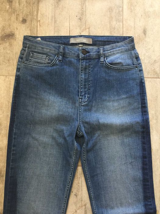 Дънки Nasty Gal Двуцветни Шикор Крачол Висока Такия Размер 29