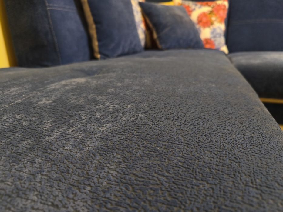 Ъглов диван с две ракли - син