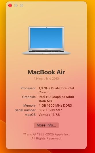 Apple Macbook Air A1466