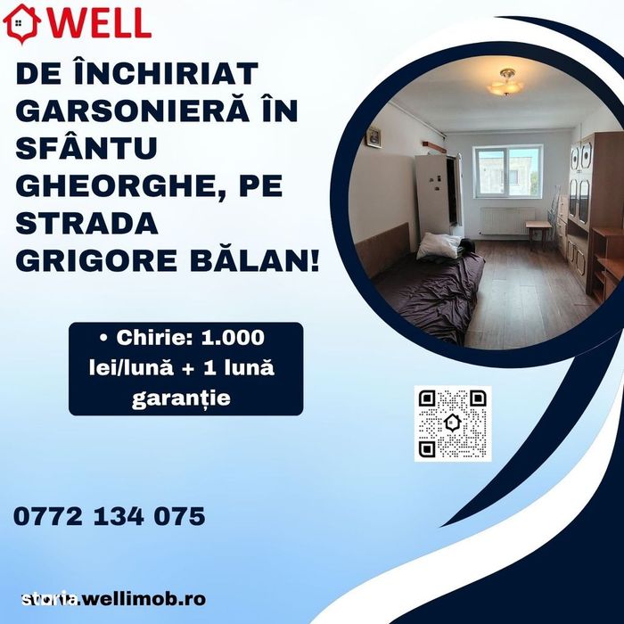 De închiriat garsonieră în Sfântu Gheorghe, pe strada Grigore Bălan!