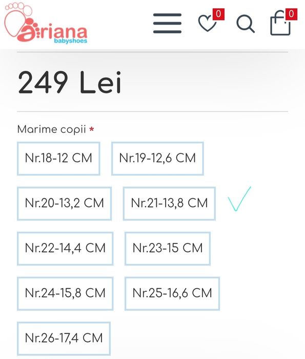 Papucei piele, Ariana-marimea 21