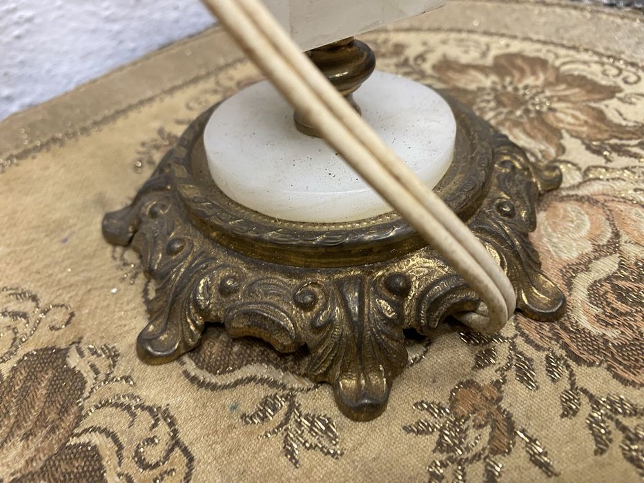 Стара френска лампа с месинг и оникс