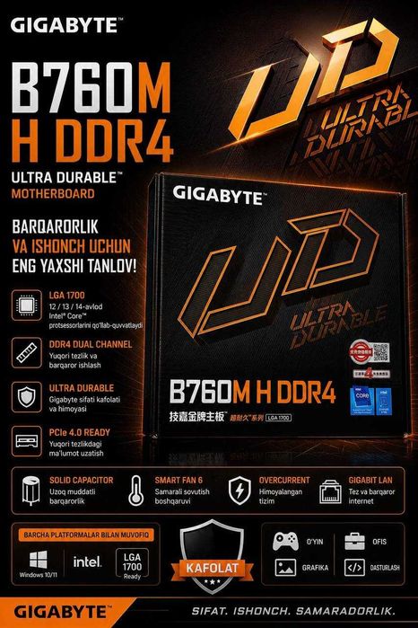 GIGABYTE brendidan OnaPlatalar OPTOM narxlarda