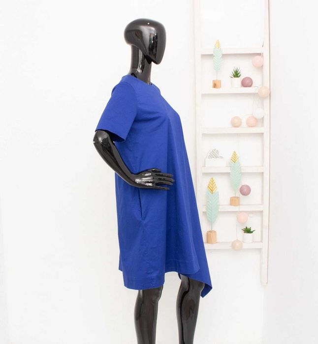 COS оригинална дамска рокля кралско синьо асиметрична 34 XS