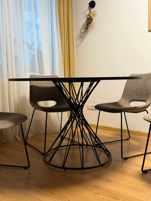4 Scaune dining stil industrial maro/negru