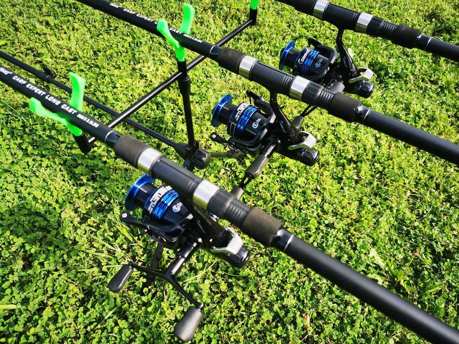 Промо комплект! 3 шарански въдици 3.60мт и 3 макари с 10 лагера