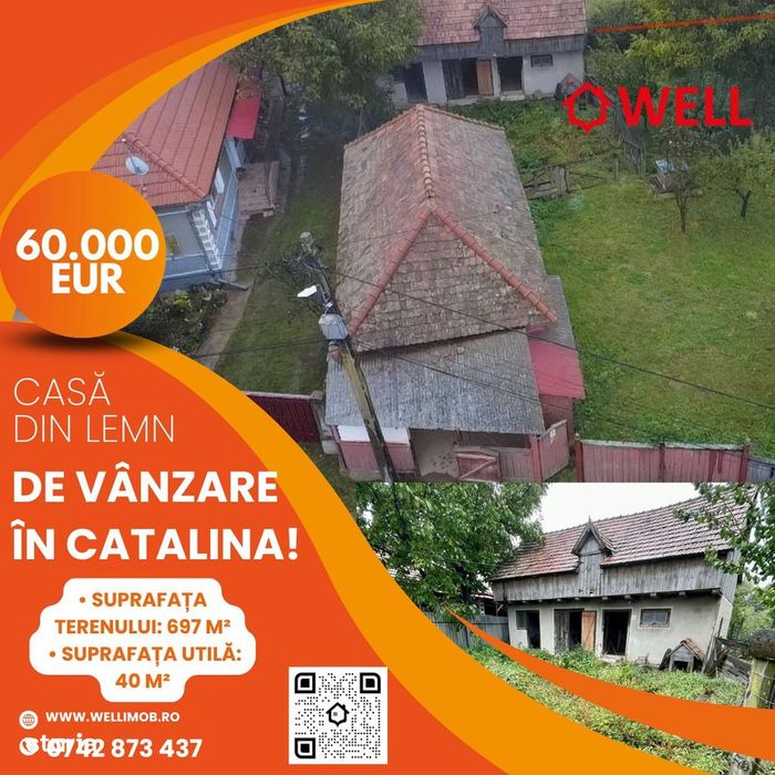 Casă din lemn de vânzare în Catalina!