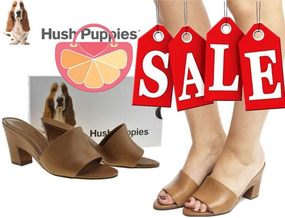 %ПРОМО% HUSH PUPPIES № 37-38-39 – Дамски кожени сандали"TAN LOW HEELS"