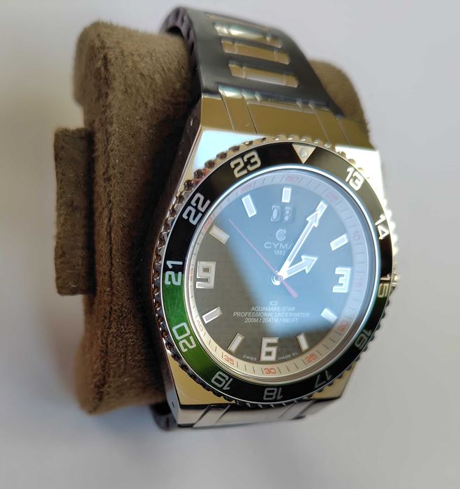 Швейцарски Cyma Ice Aquamare Star Professional Diver, 200m сапфир 43mm