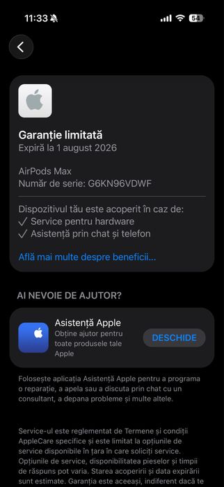 Vand airpods max NOI, IN GARANTIE