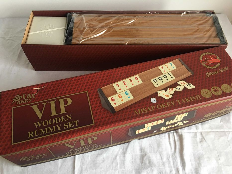 Joc Remi Remy Rummy NOU Table grele din lemn masiv lacuit. SIGILAT!