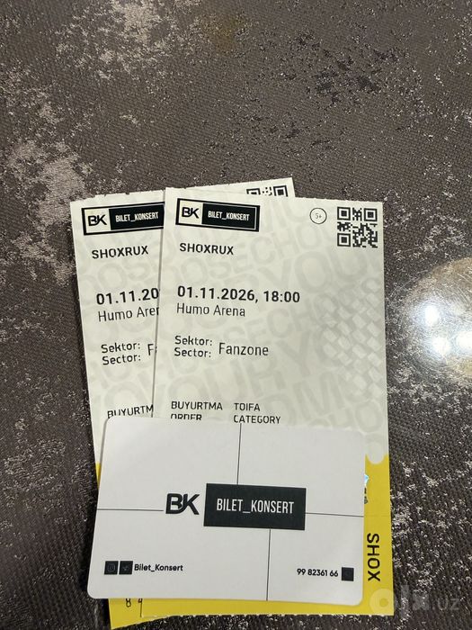 Shoxrux konsertiga bilet bor