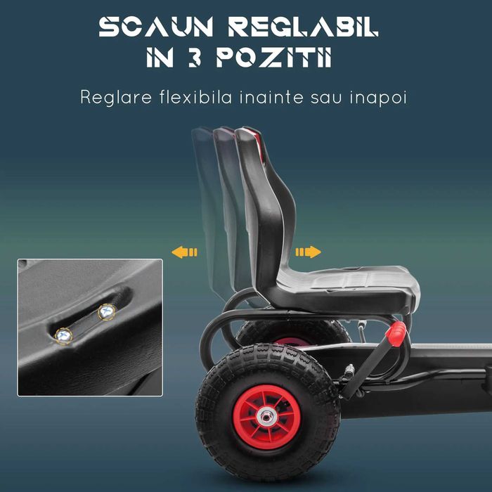Kart cu Pedale pentru Copii , x3 buc Rosu , x1 buc Albastru , HOMCOM