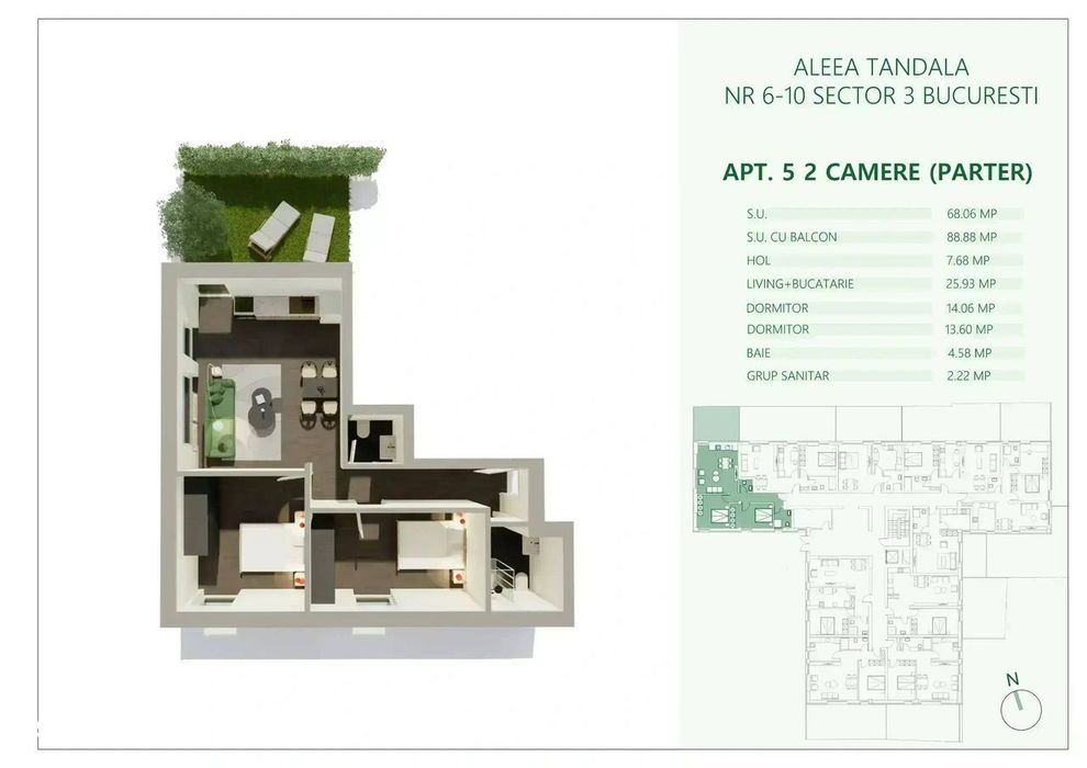 Apartament 3 Camere | Curte 20,82mp I Metrou Mihai Bravu IComision 0%|