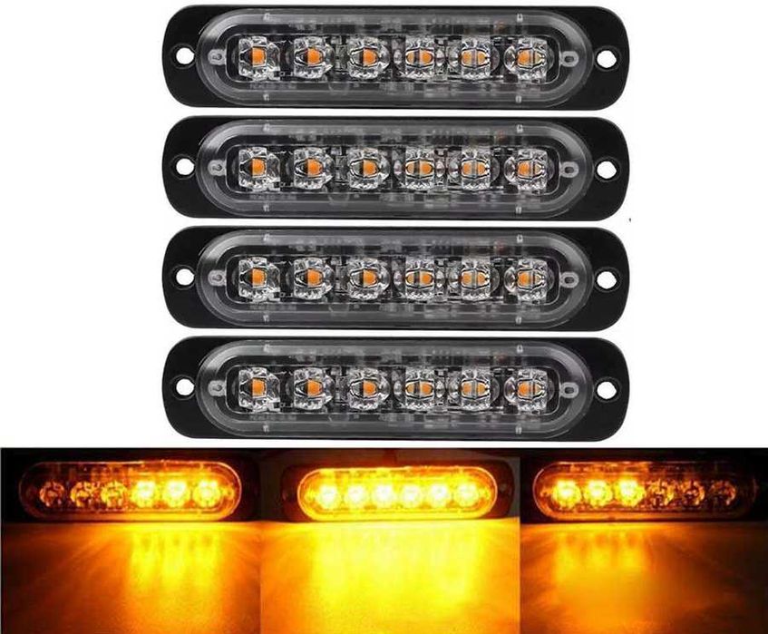 4 БР! Блиц аварийна светлина с 6 диода, мигащи светлини за пътна помощ