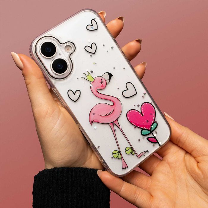 Apple iPhone 17 Pro / 17 Pro Max - Удароустойчив Кейс LOVE / Flamingo