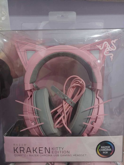 Геймърски слушалки RAZER KRAKEN QUARTZ Kitty edition