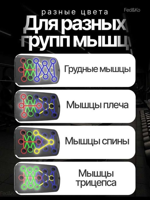 Платформа для отжиманий с упорами складная. С счётчиком, с эспандером