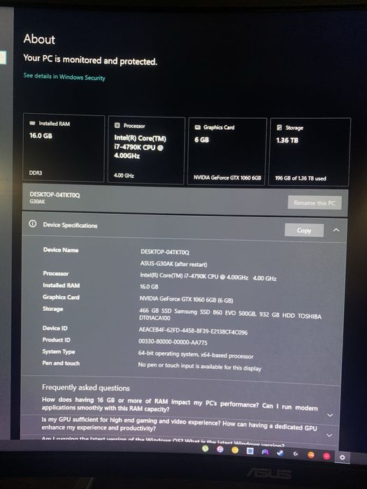 Sistem Desktop complet PC ASUS ROG G30AK