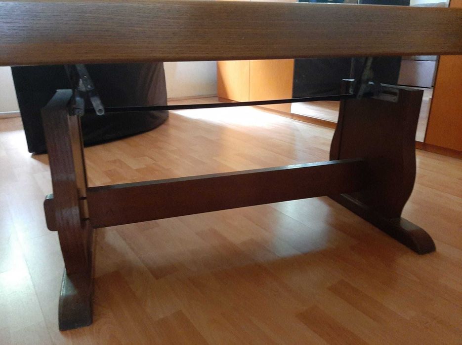 OFERTA set canapea cu fotoliu si masa lemn masiv cu gresie