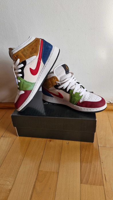 Air Jordan 1 Mid SE (GS) Messy Room Patchwork, mărimea 38.5