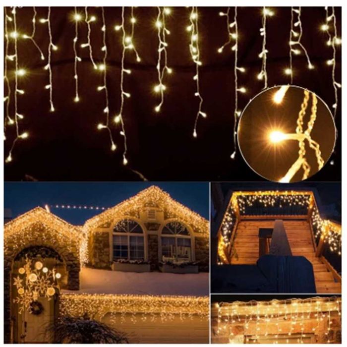 Instalatie turturi flash 15m perdea franjurata alb rece alb cald multi