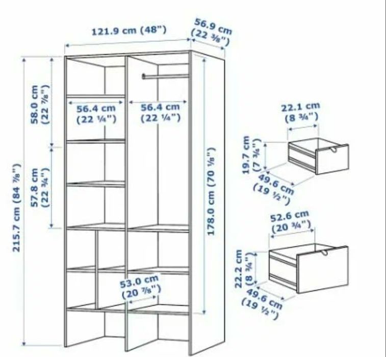 Шкаф IKEA 122х59х216 visthus
