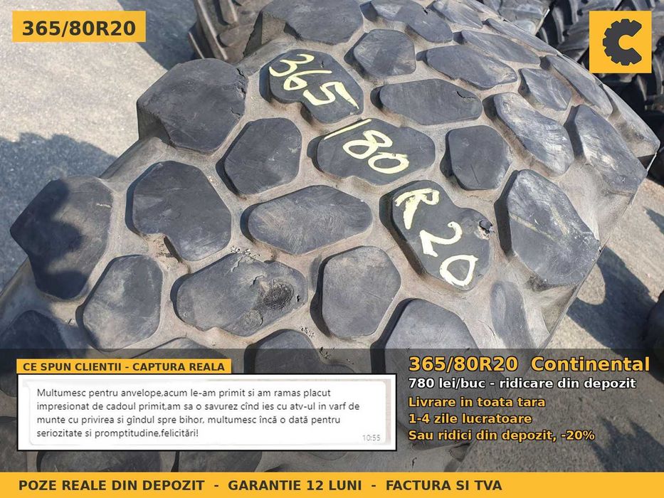 Anvelope Cauciucuri 365/80R20 365 80 R20 3658020 365 80R20 14.5R20 Continental Tractor Utilaje Agricole Radial SH Second Hand GARANTIE Garantie 1 An