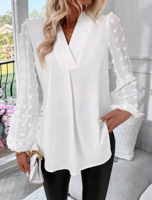 Bluza alba dama -  voal alb