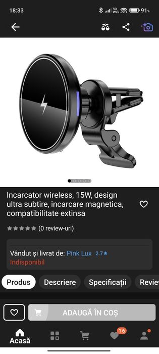 Incarcator auto wireless 15w magnetic