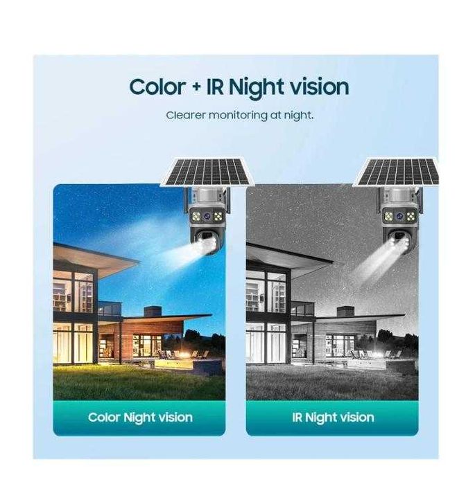 Соларна PTZ Full HD Въртяща Камера V380-P3M / 4G Sim карта / Бял