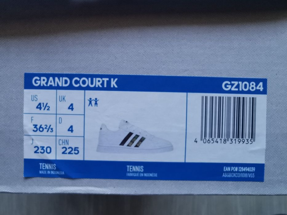 adidas - Маратонки grand court 2.0 k 36.2/3, Бял