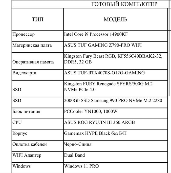 Продам мощный Комп на ПК i9 14900kf