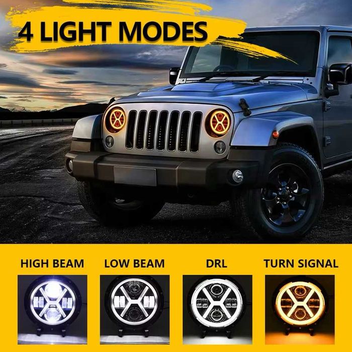 НОВ МОДЕЛ 200W 7 Инчови Диодни Фарове за Lada Niva Jeep Wrangler и др