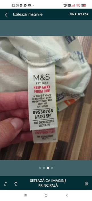 Pijamale marimea 5-6 Ani M&S, Mothercare and George