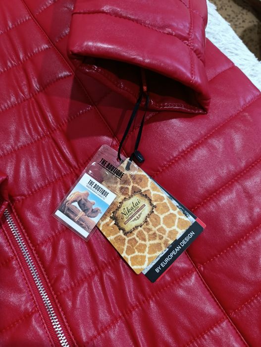 Кожаный пуховик 50-52 размер