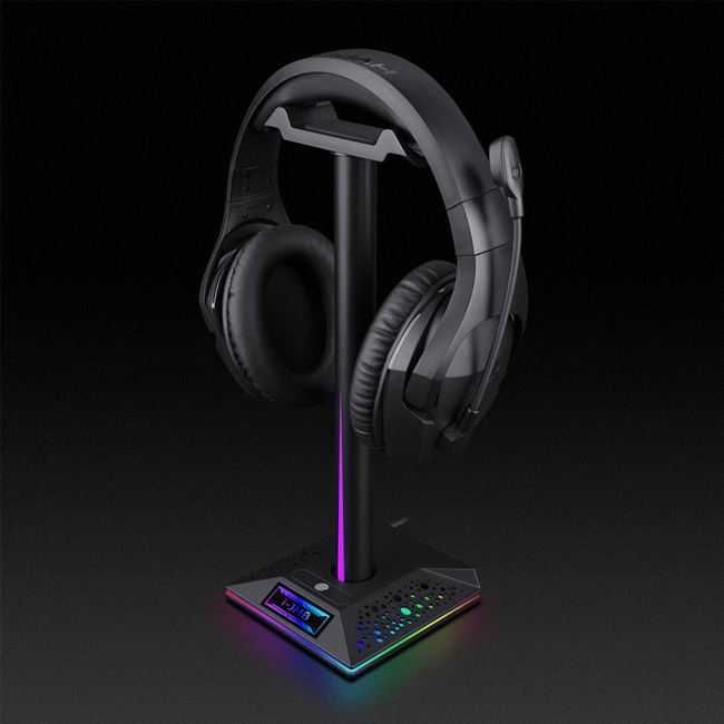 Геймърска светеща стойка / поставка за слушалки I-JMB / LED / RGB /USB