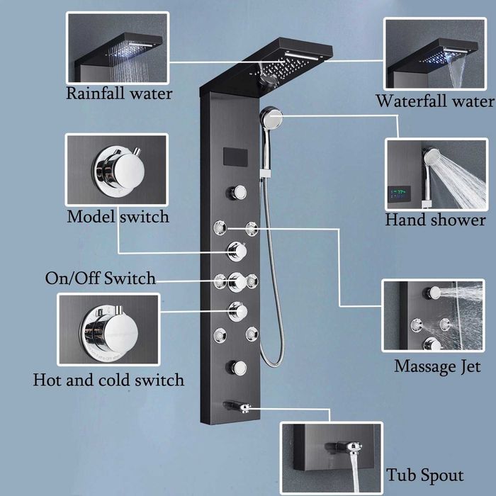 Panou duș hidromasaj LED – tip SPA, modern – NOU