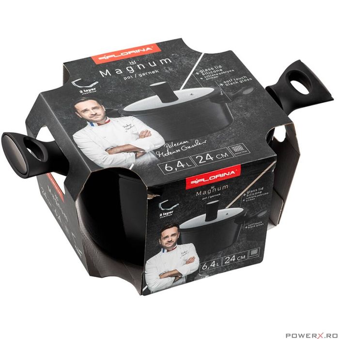 Oala cu capac din aluminiu forjat, strat antiaderent care previne