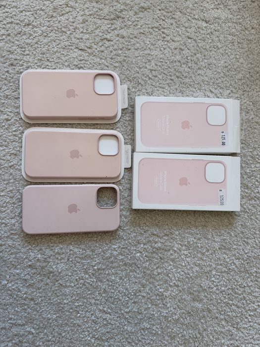 3 Оригинални кейсове Apple Silicone Case с MagSafe за iPhone 13 mini - Chalk Pink