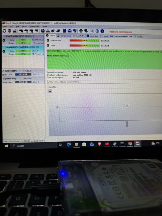 Pachet 2 HDD Laptop (1.6 TB Total) - Sănătate 100% (Testate)