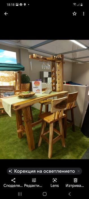 Продавам дървен Плот с столови